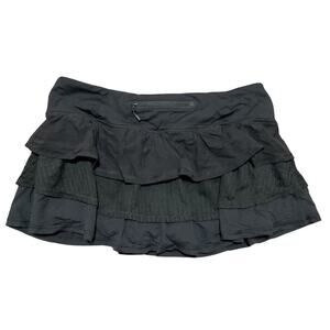 Lululemon Tiered Nothing To Hide Mini Skirt Black Mesh Rare Size 6